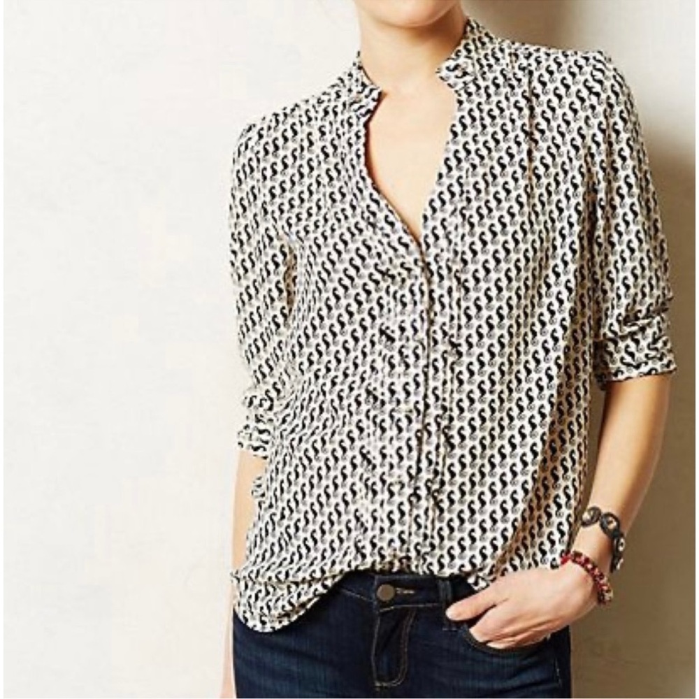 Moulinette Soeurs Seahorse Print Blouse (Size 14)